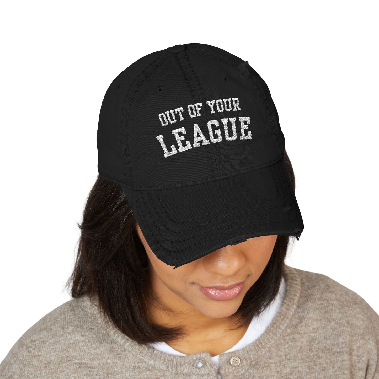 Out of Your League Distressed Dad Hat – Bold Lesbian Confidence