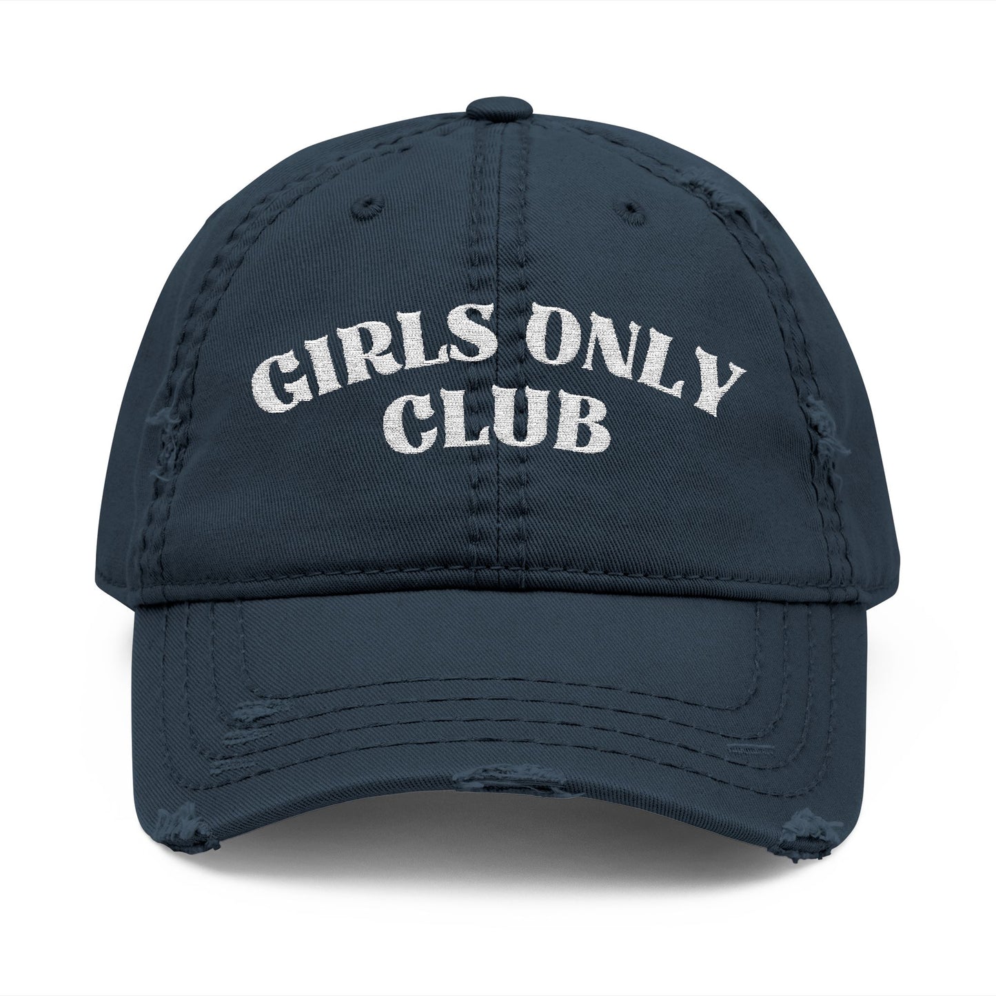 Girls Only Club Distressed Dad Hat – Lesbian Pride Embroidered Cap