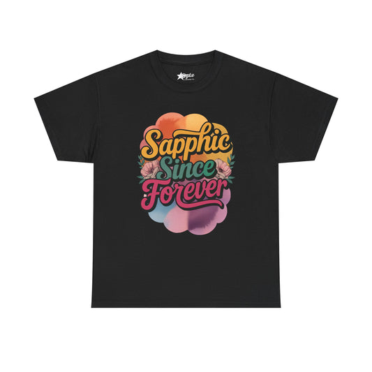 Sapphic Since Forever T-Shirt | Lesbian Pride Retro Rainbow Tee (3XL–5XL)