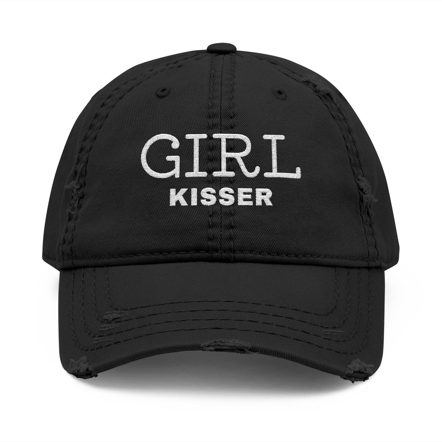 Girl Kisser Distressed Dad Hat – Bold Lesbian Pride Statement