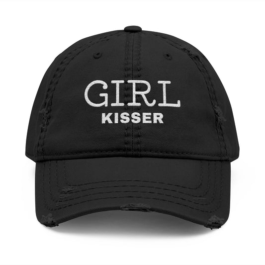 Girl Kisser Distressed Dad Hat – Bold Lesbian Pride Statement