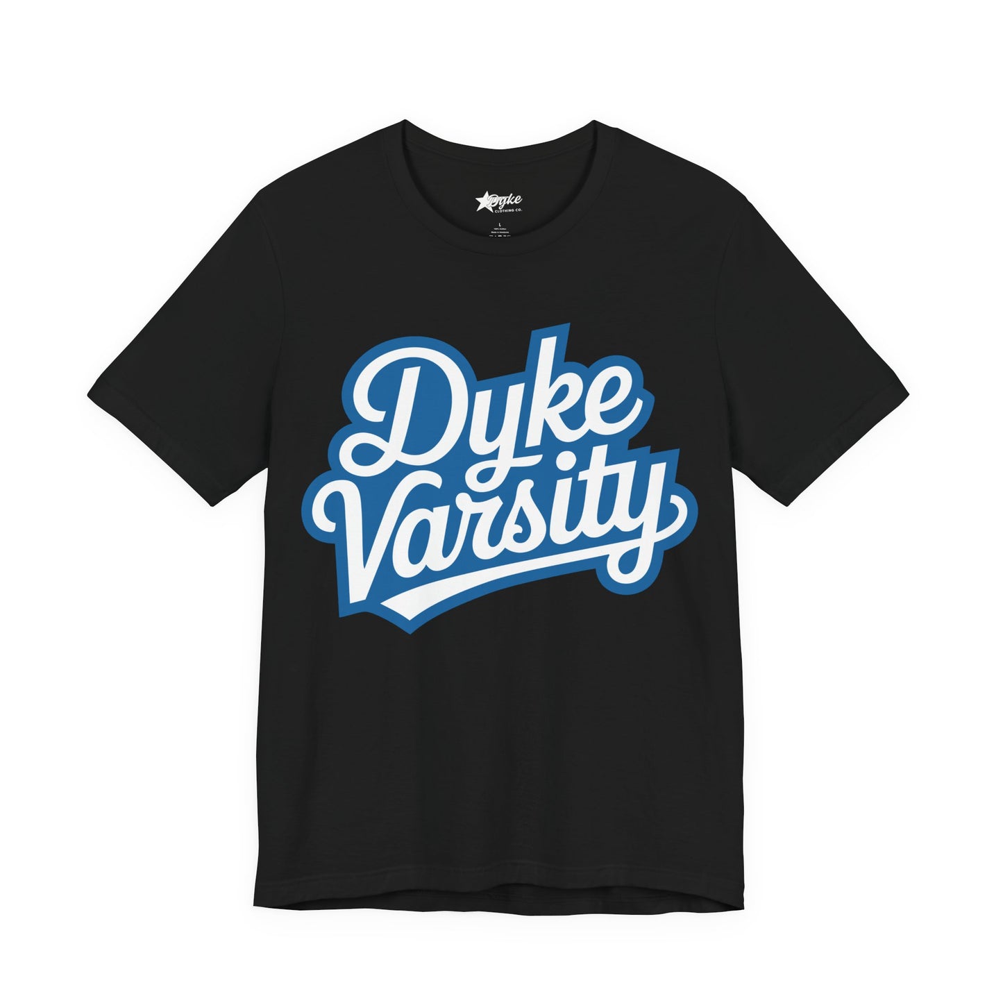 Dyke Varsity Tee – Bold Pride Statement Shirt for Dark Colors