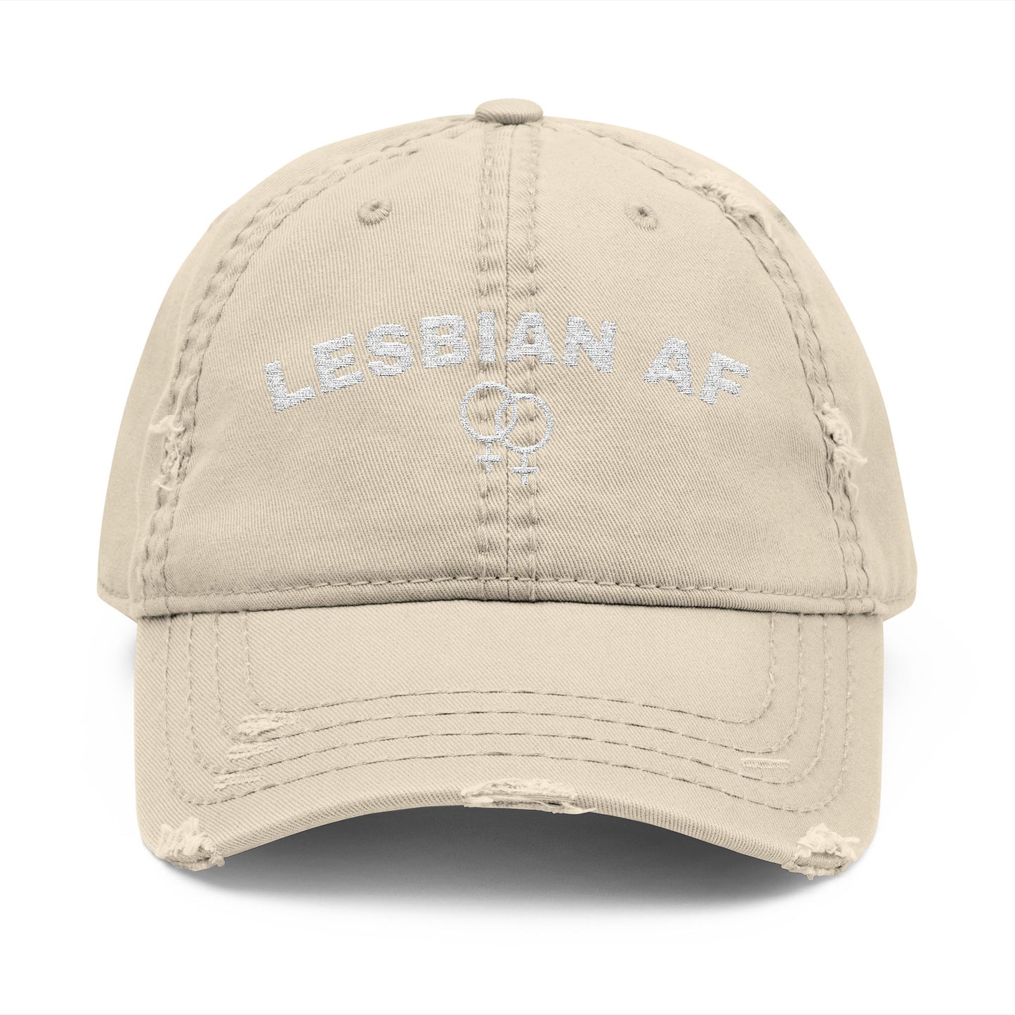 Lesbian AF Distressed Dad Hat – Bold Pride Embroidered Cap