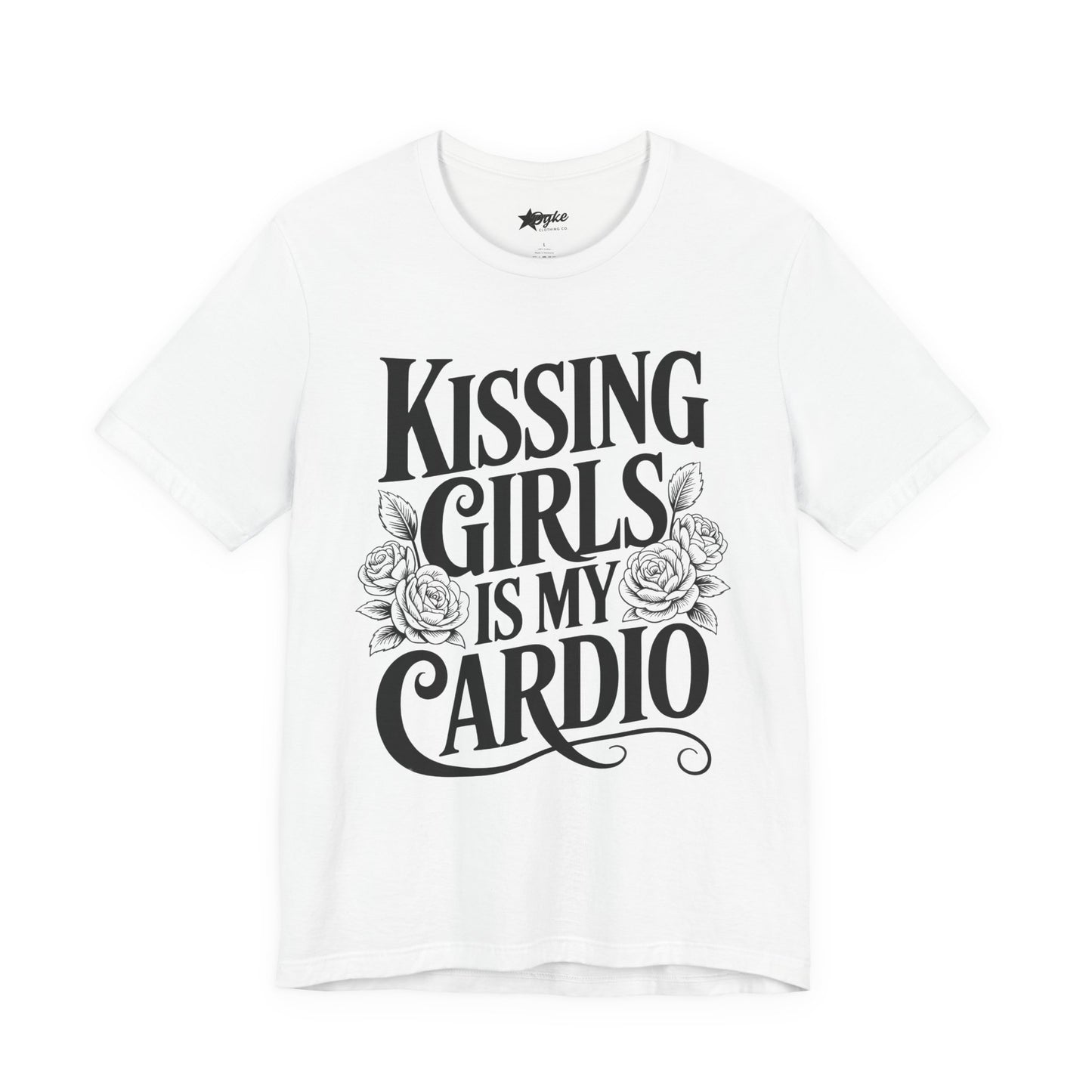 Kissing Girls Is My Cardio – Bold Lesbian Pride T-Shirt with Floral Design