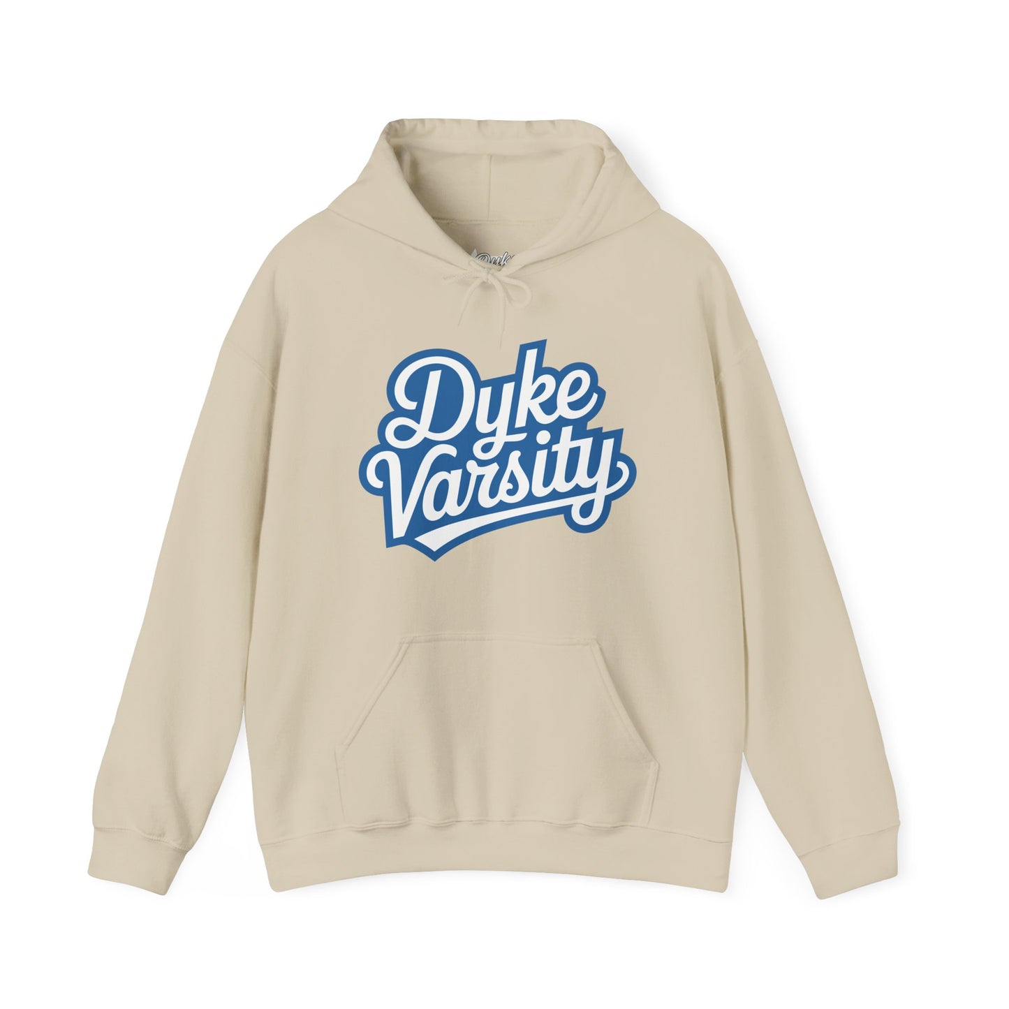 Dyke Varsity Hoodie - Unisex Heavy Blend Sweatshirt, LGBTQ Pride Apparel, Comfortable Casual Wear, Gift for Friends, Everyday Style