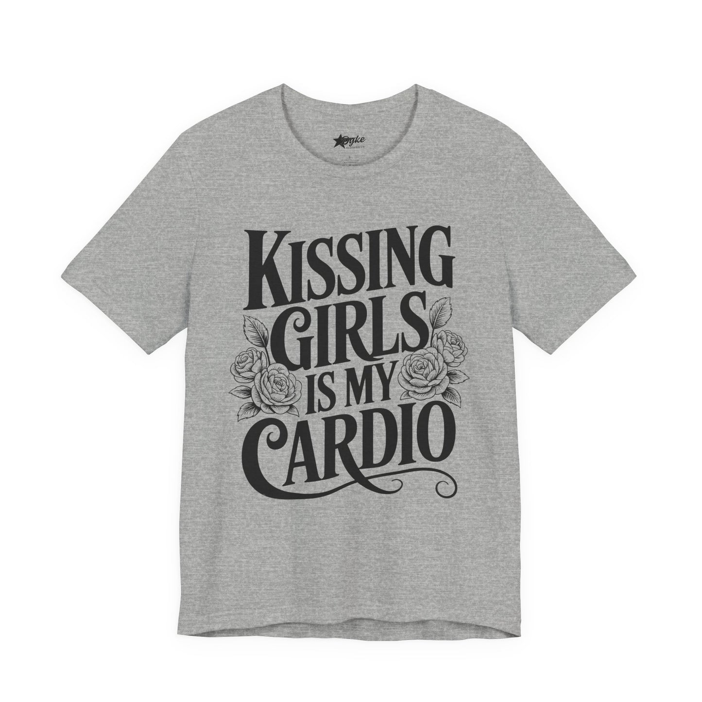 Kissing Girls Is My Cardio – Bold Lesbian Pride T-Shirt with Floral Design
