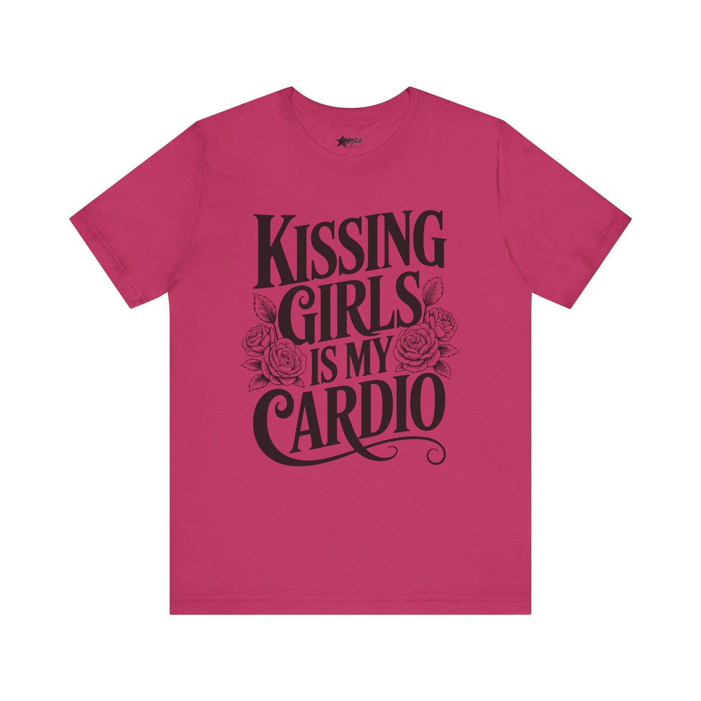Kissing Girls Is My Cardio – Bold Lesbian Pride T-Shirt with Floral Design