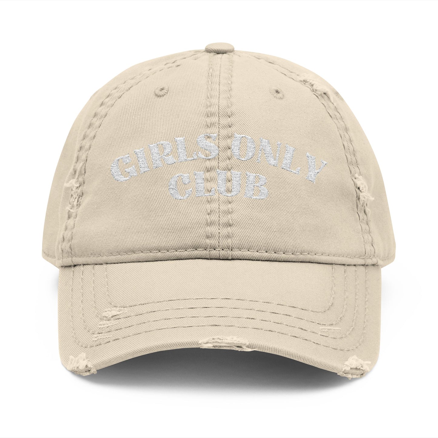 Girls Only Club Distressed Dad Hat – Lesbian Pride Embroidered Cap