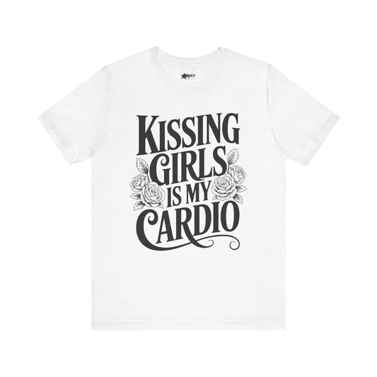 Kissing Girls Is My Cardio – Bold Lesbian Pride T-Shirt with Floral Design