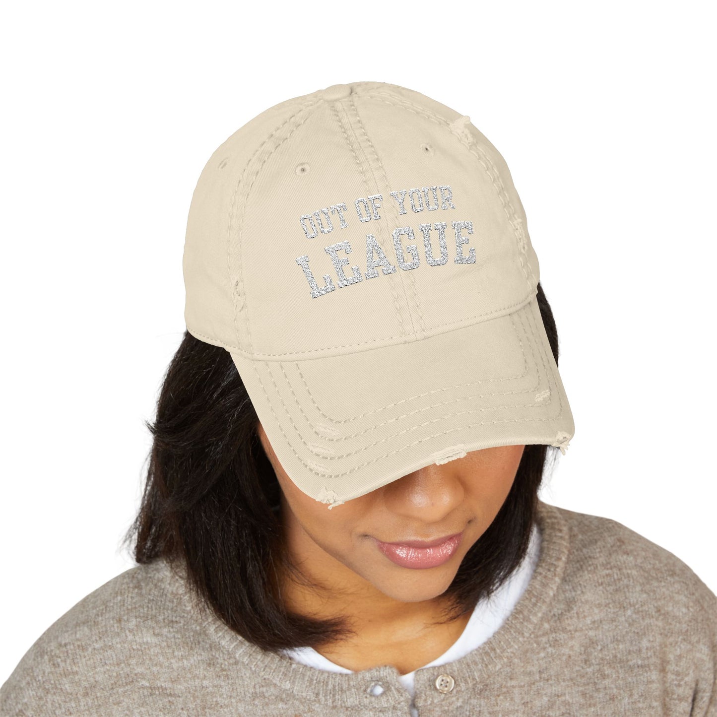 Out of Your League Distressed Dad Hat – Bold Lesbian Confidence
