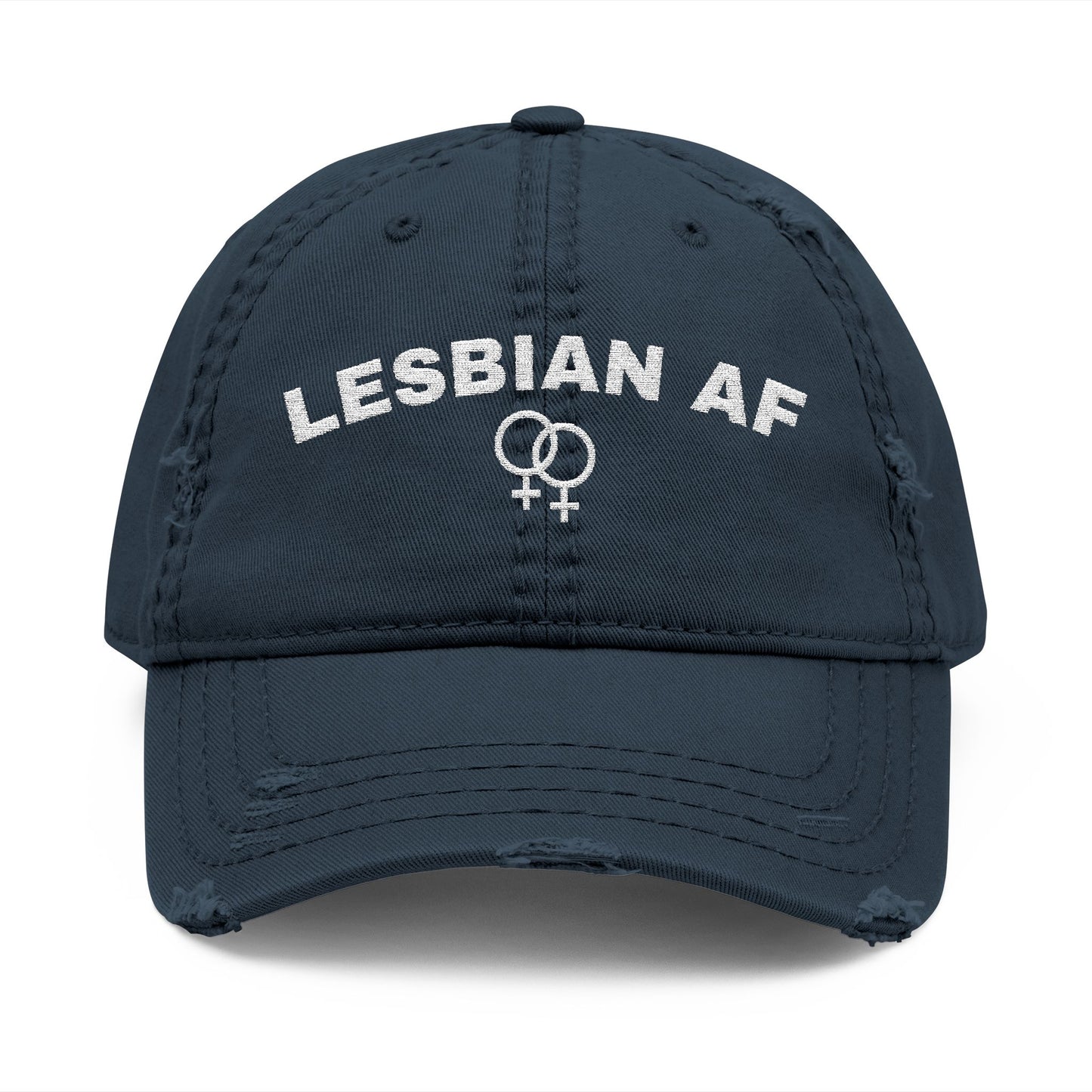 Lesbian AF Distressed Dad Hat – Bold Pride Embroidered Cap