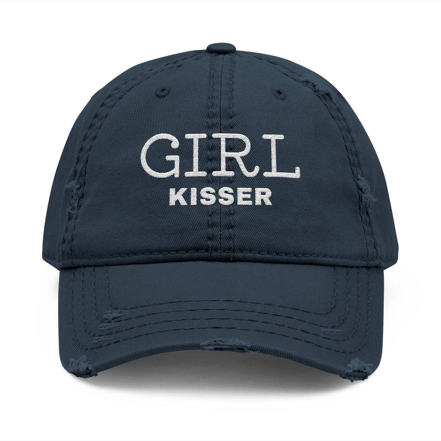 Girl Kisser Distressed Dad Hat – Bold Lesbian Pride Statement