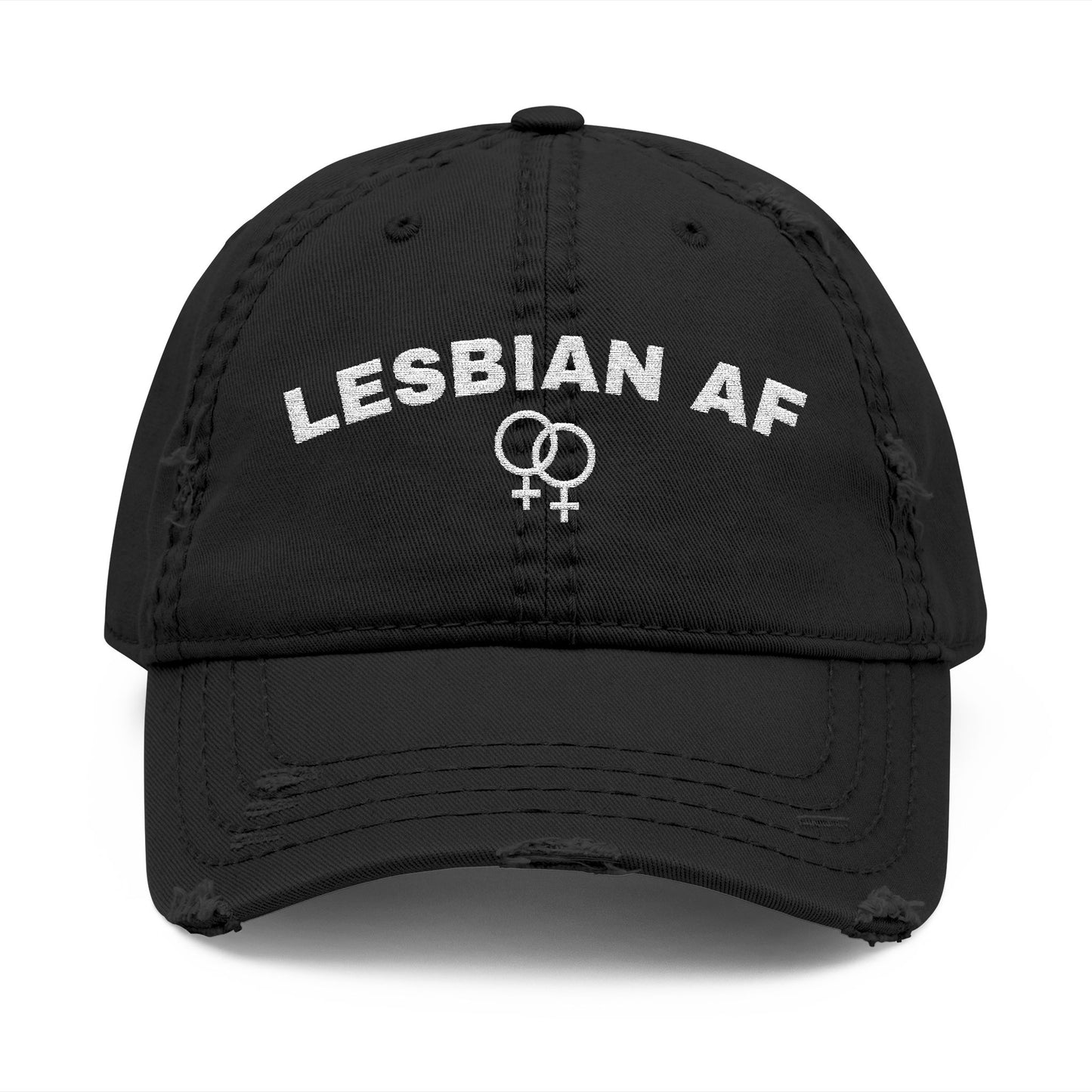 Lesbian AF Distressed Dad Hat – Bold Pride Embroidered Cap