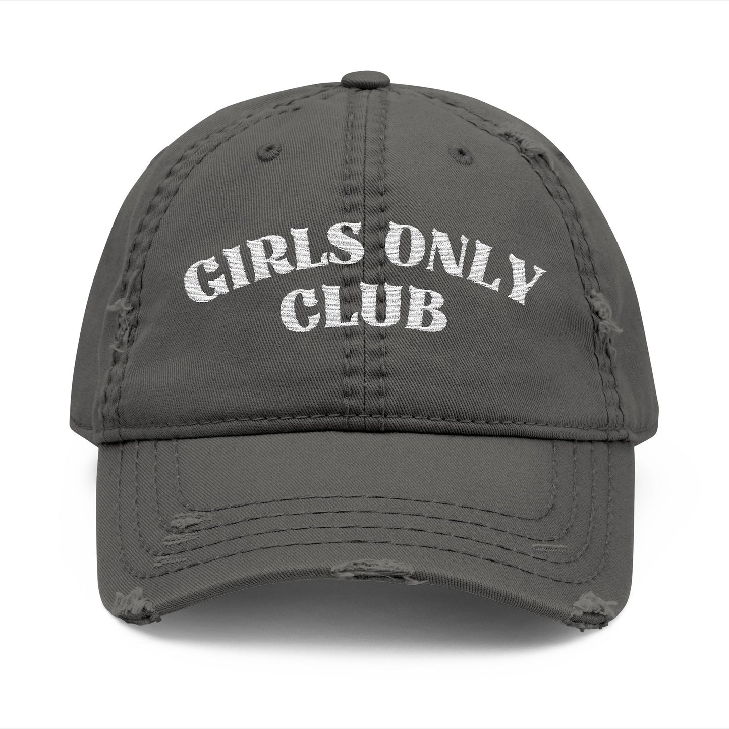 Girls Only Club Distressed Dad Hat – Lesbian Pride Embroidered Cap