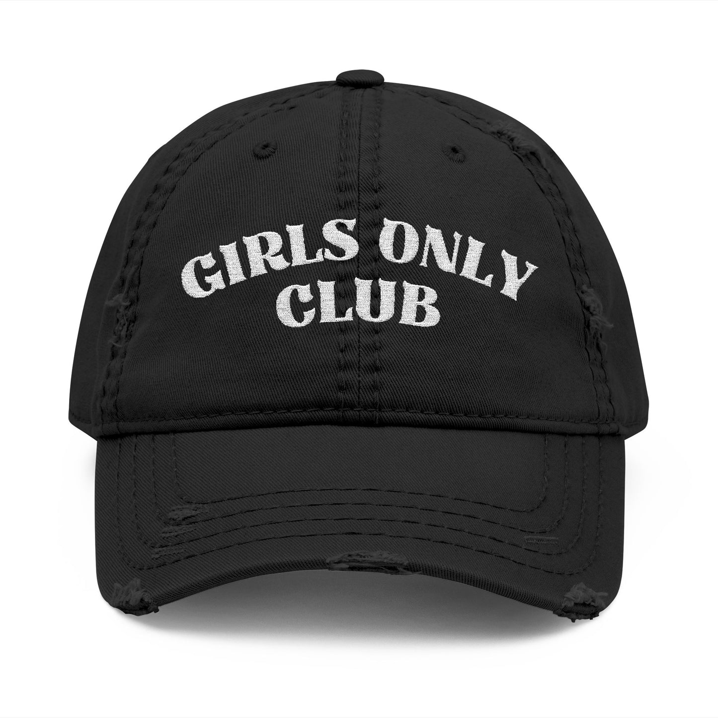 Girls Only Club Distressed Dad Hat – Lesbian Pride Embroidered Cap
