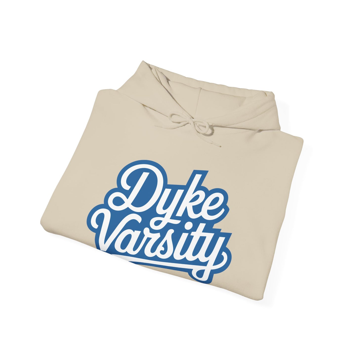 Dyke Varsity Hoodie - Unisex Heavy Blend Sweatshirt, LGBTQ Pride Apparel, Comfortable Casual Wear, Gift for Friends, Everyday Style