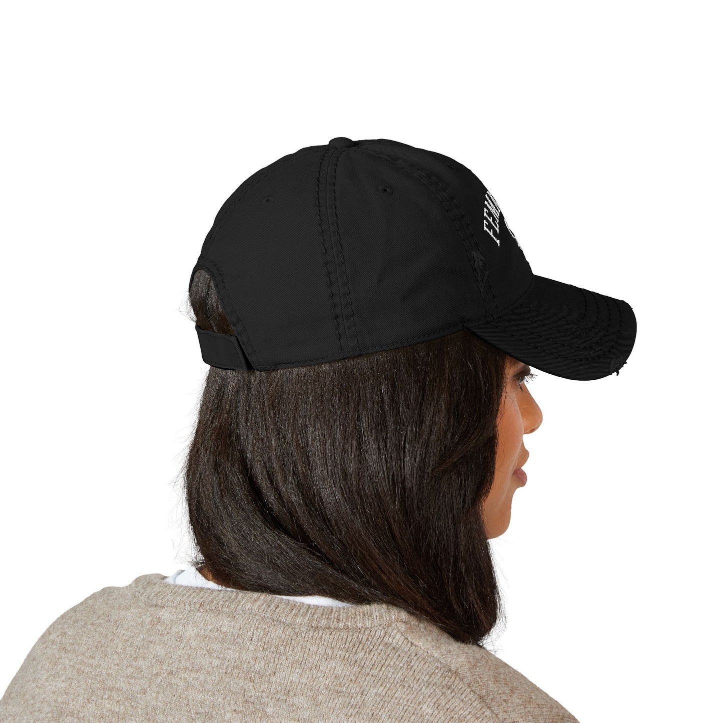 Femme AF Embroidered Distressed Dad Hat – Lesbian Pride Baseball Cap