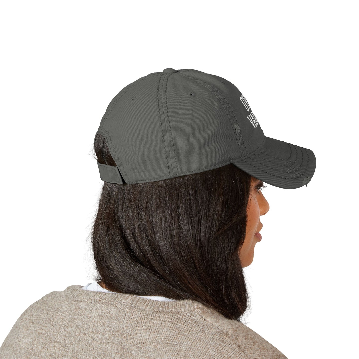 Dyke Varsity Distressed Dad Hat – Bold Lesbian Pride Embroidery