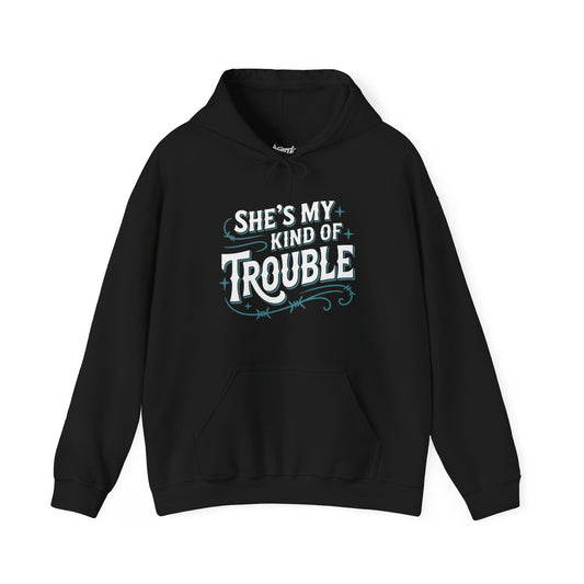 She’s My Kind of Trouble Hoodie | Lesbian Hoodie | Sapphic Streetwear by Dyke Clothing Co.