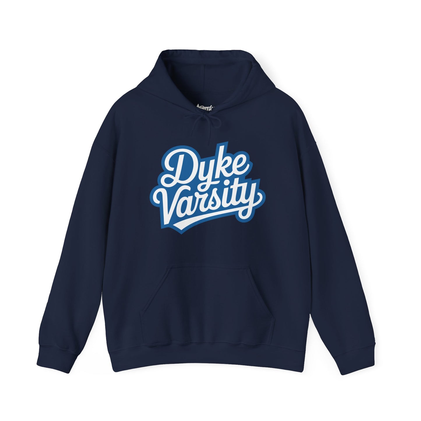 Dyke Varsity Hoodie - Unisex Heavy Blend Sweatshirt, LGBTQ Pride Apparel, Comfortable Casual Wear, Gift for Friends, Everyday Style