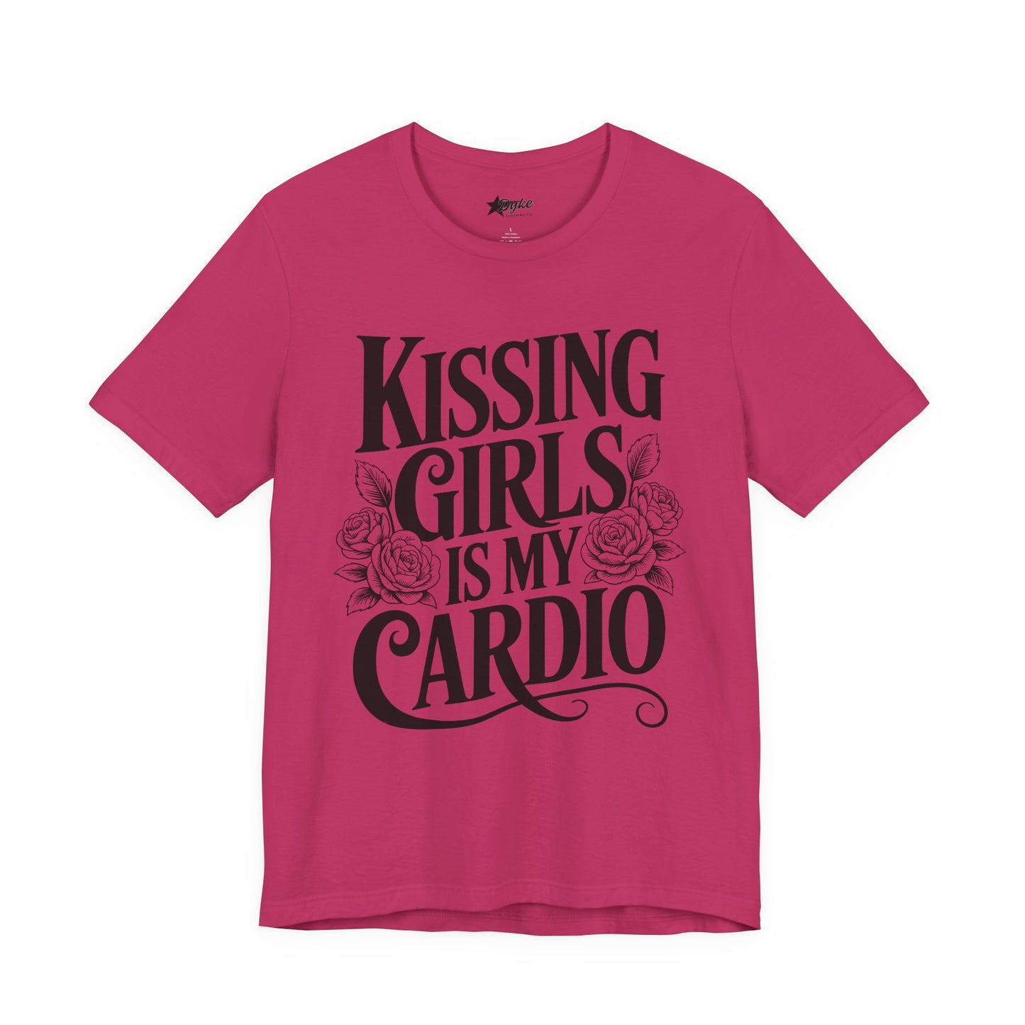 Kissing Girls Is My Cardio – Bold Lesbian Pride T-Shirt with Floral Design