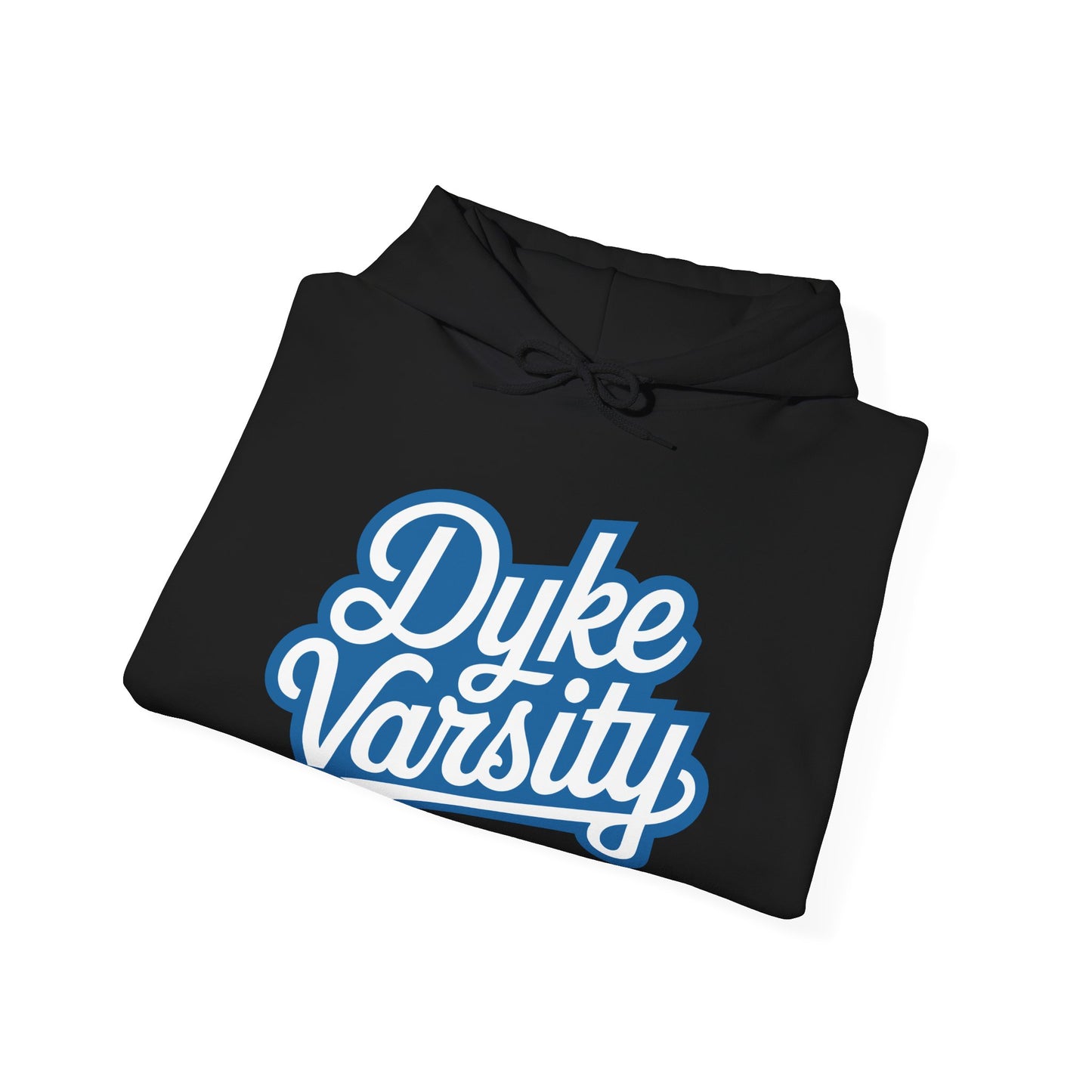 Dyke Varsity Hoodie - Unisex Heavy Blend Sweatshirt, LGBTQ Pride Apparel, Comfortable Casual Wear, Gift for Friends, Everyday Style