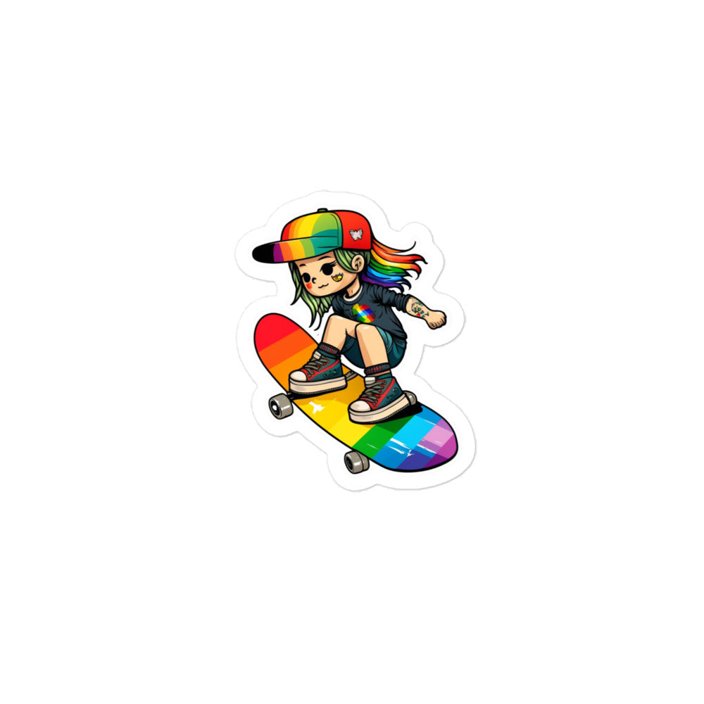 Lesbian Skateboarder Sticker || Dyke Clothing Co.