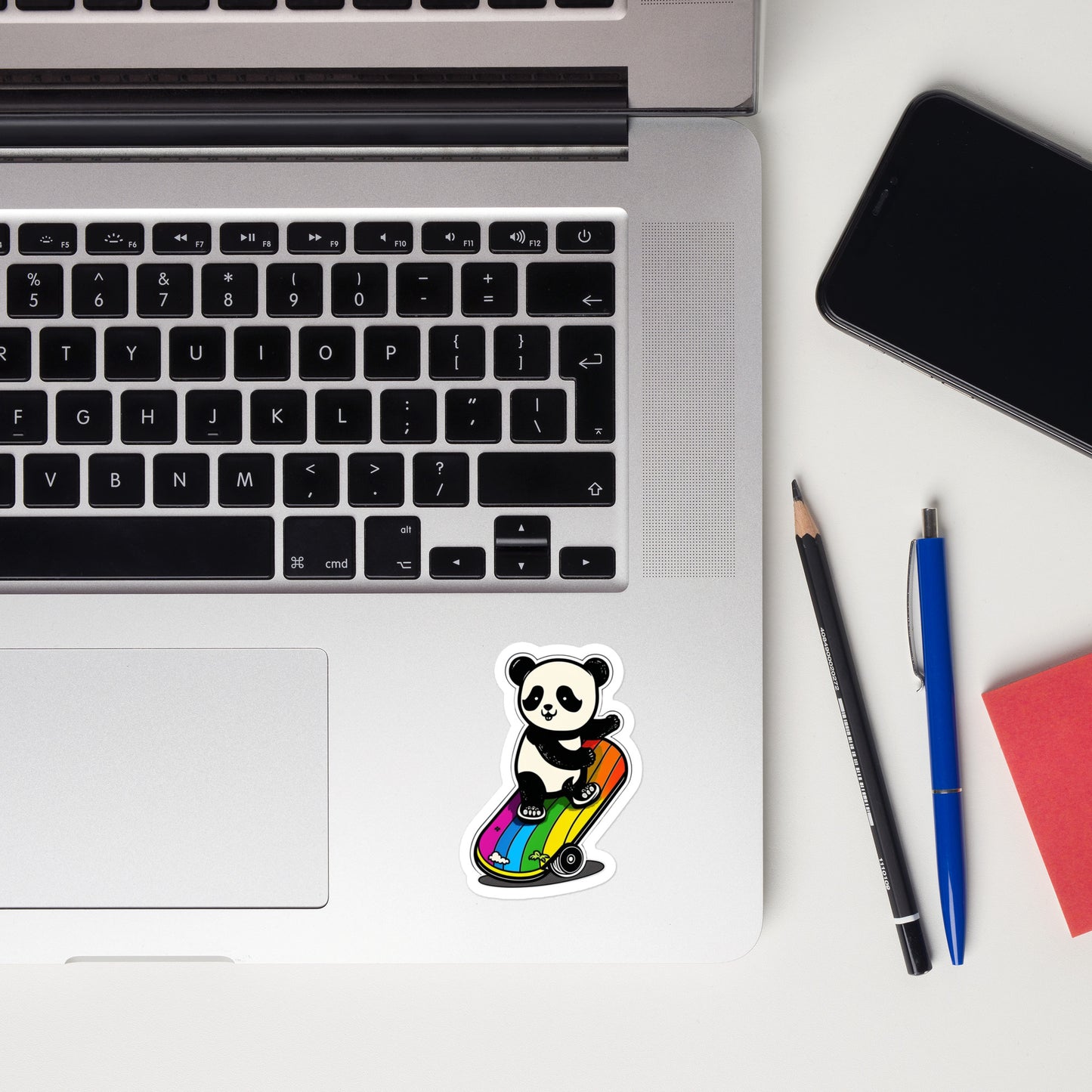 Skateboarding Panda Rainbow Pride Bubble-free stickers