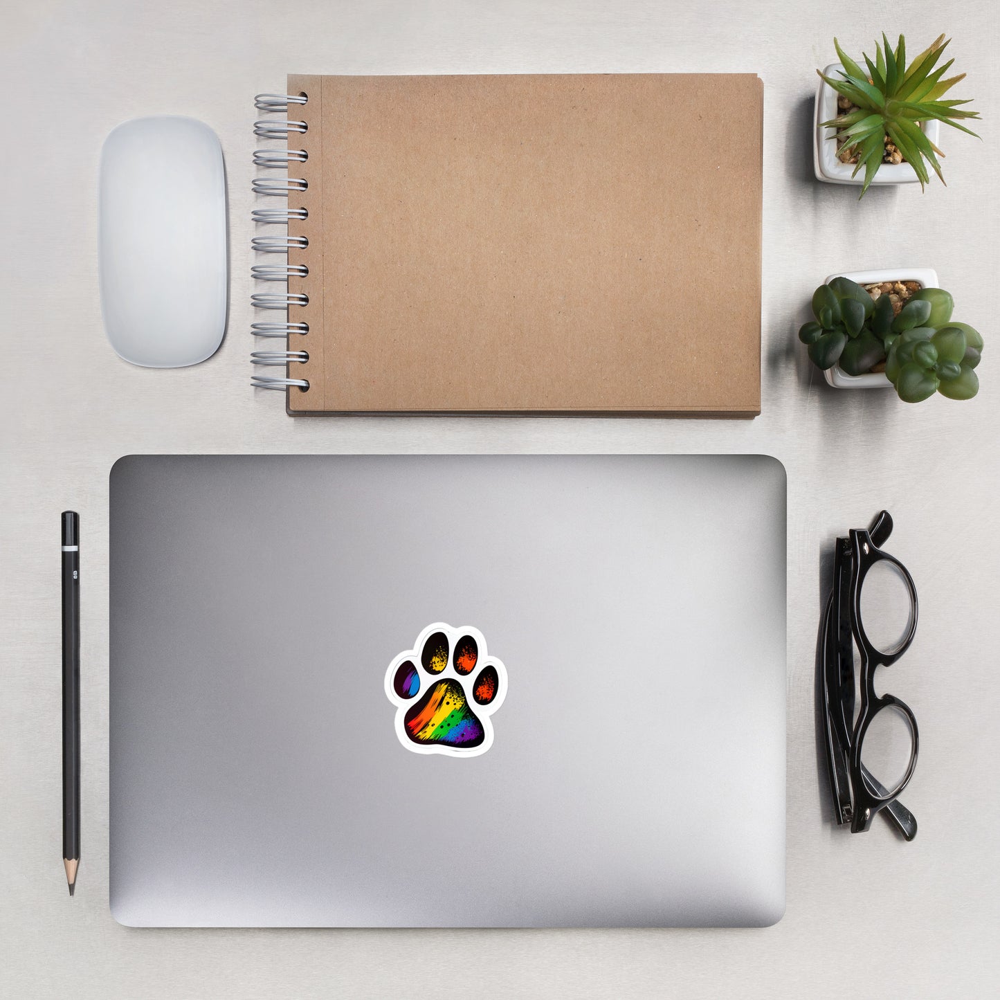 Rainbow Dog Pawprint Stickers || Dyke Clothing Co.