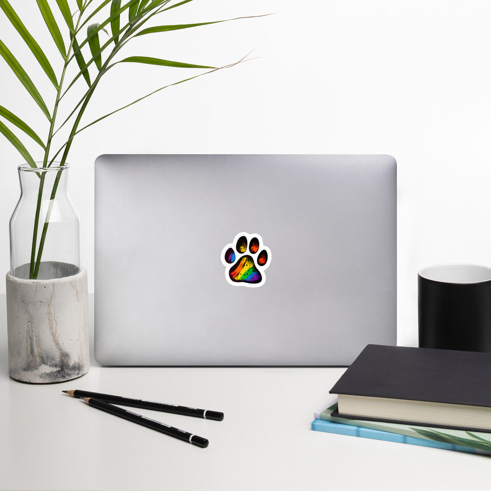 Rainbow Dog Pawprint Stickers || Dyke Clothing Co.