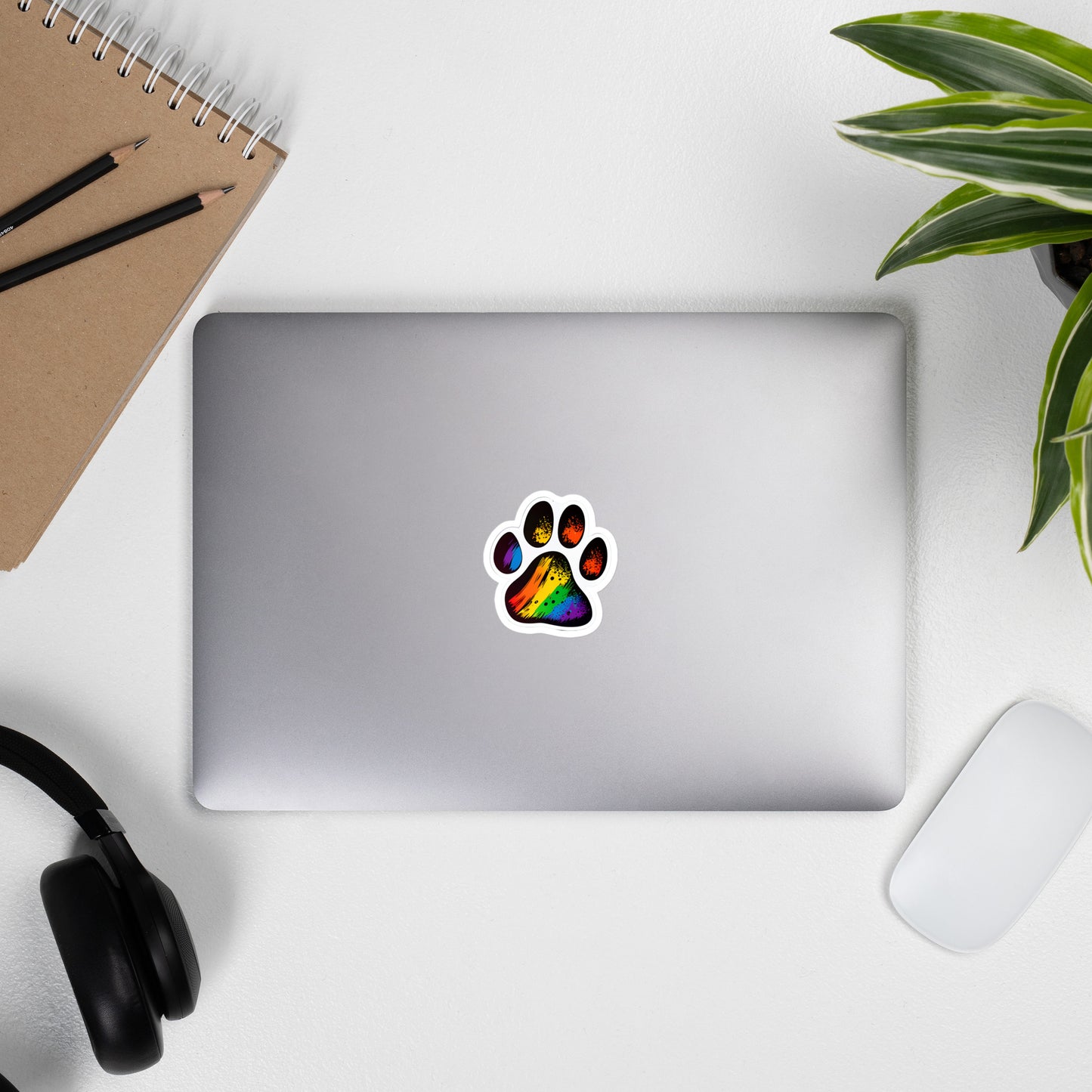 Rainbow Dog Pawprint Stickers || Dyke Clothing Co.