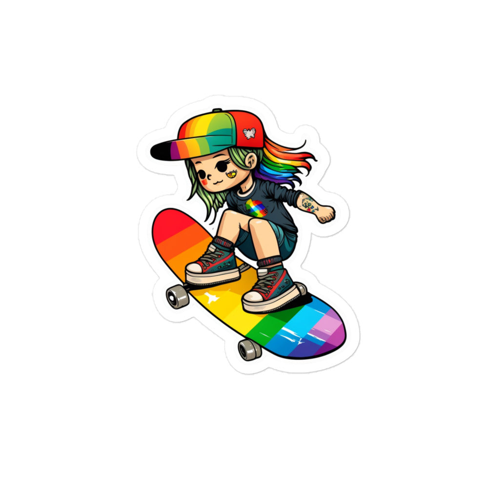 Lesbian Skateboarder Sticker || Dyke Clothing Co.