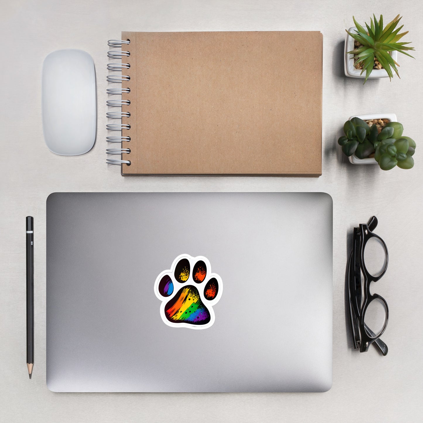 Rainbow Dog Pawprint Stickers || Dyke Clothing Co.