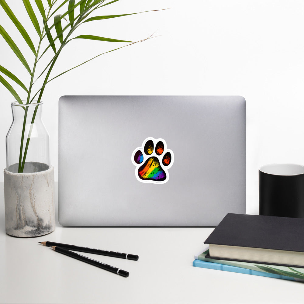 Rainbow Dog Pawprint Stickers || Dyke Clothing Co.