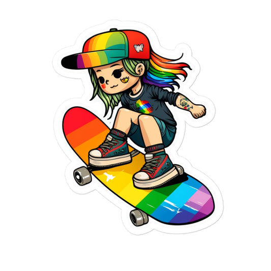 Lesbian Skateboarder Sticker || Dyke Clothing Co.