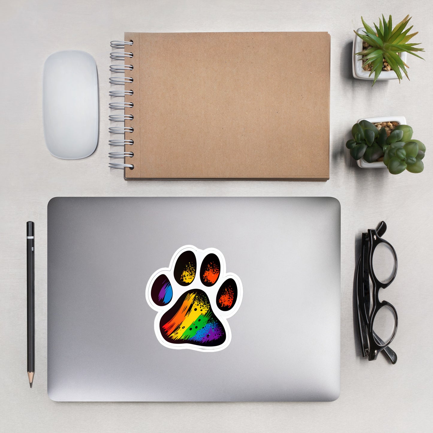 Rainbow Dog Pawprint Stickers || Dyke Clothing Co.