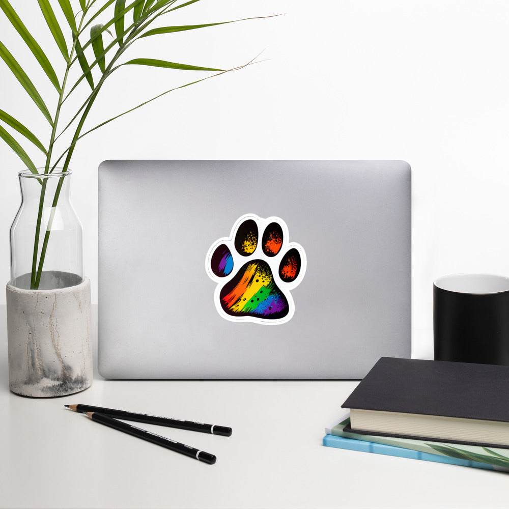 Rainbow Dog Pawprint Stickers || Dyke Clothing Co.