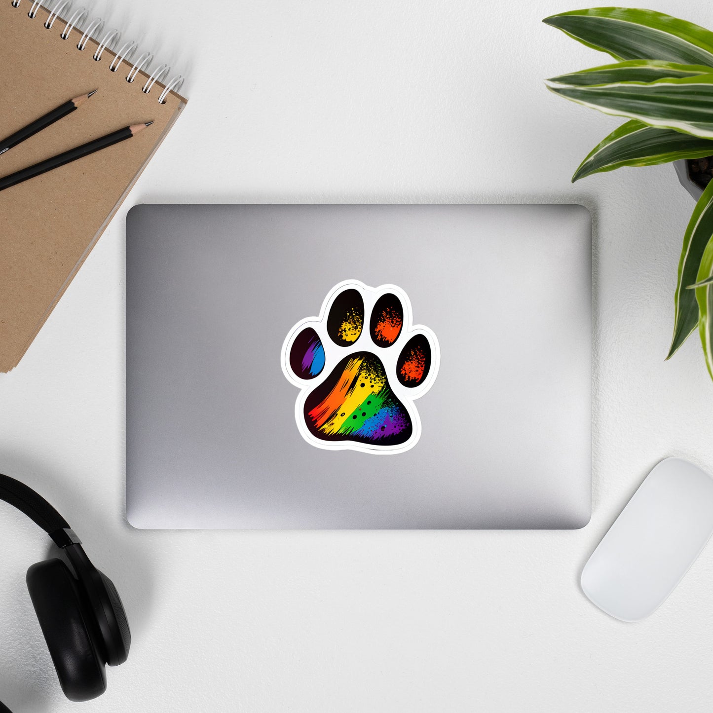 Rainbow Dog Pawprint Stickers || Dyke Clothing Co.