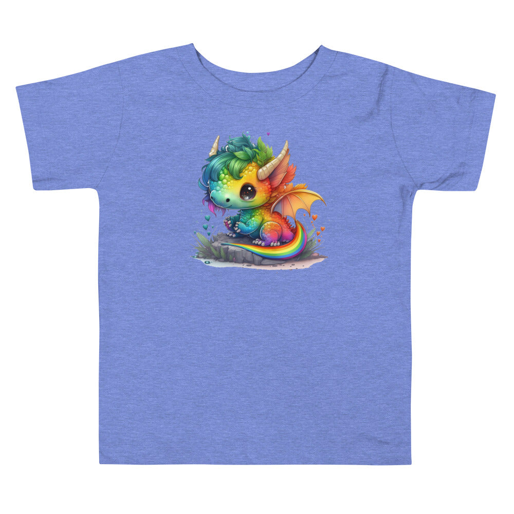 Cute Rainbow Dragon Toddler Short Sleeve Tee