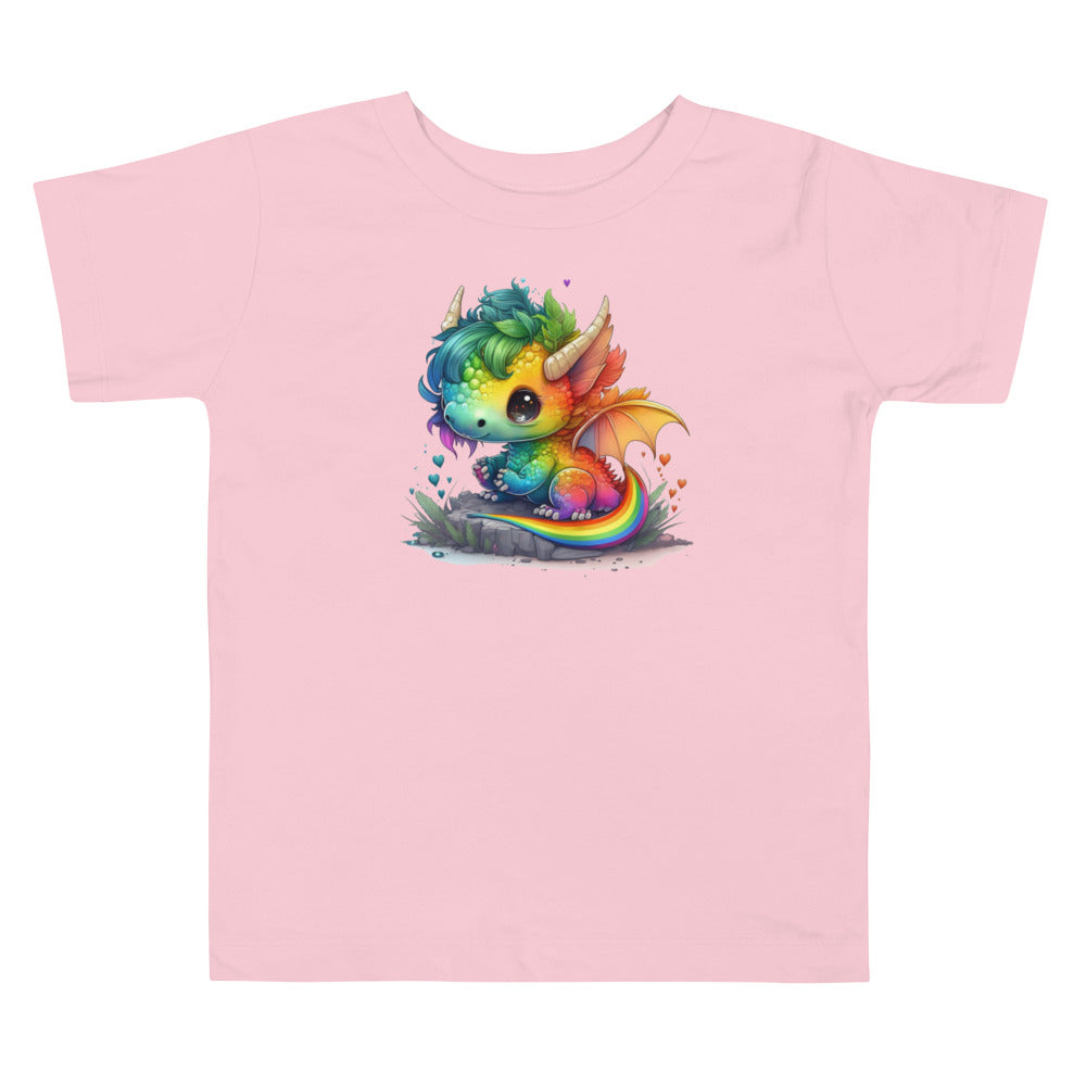 Cute Rainbow Dragon Toddler Short Sleeve Tee