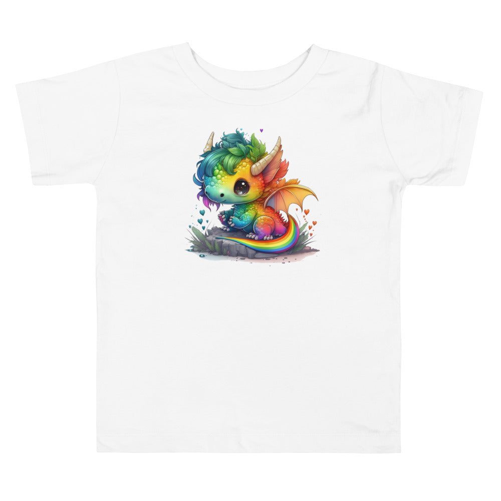 Cute Rainbow Dragon Toddler Short Sleeve Tee