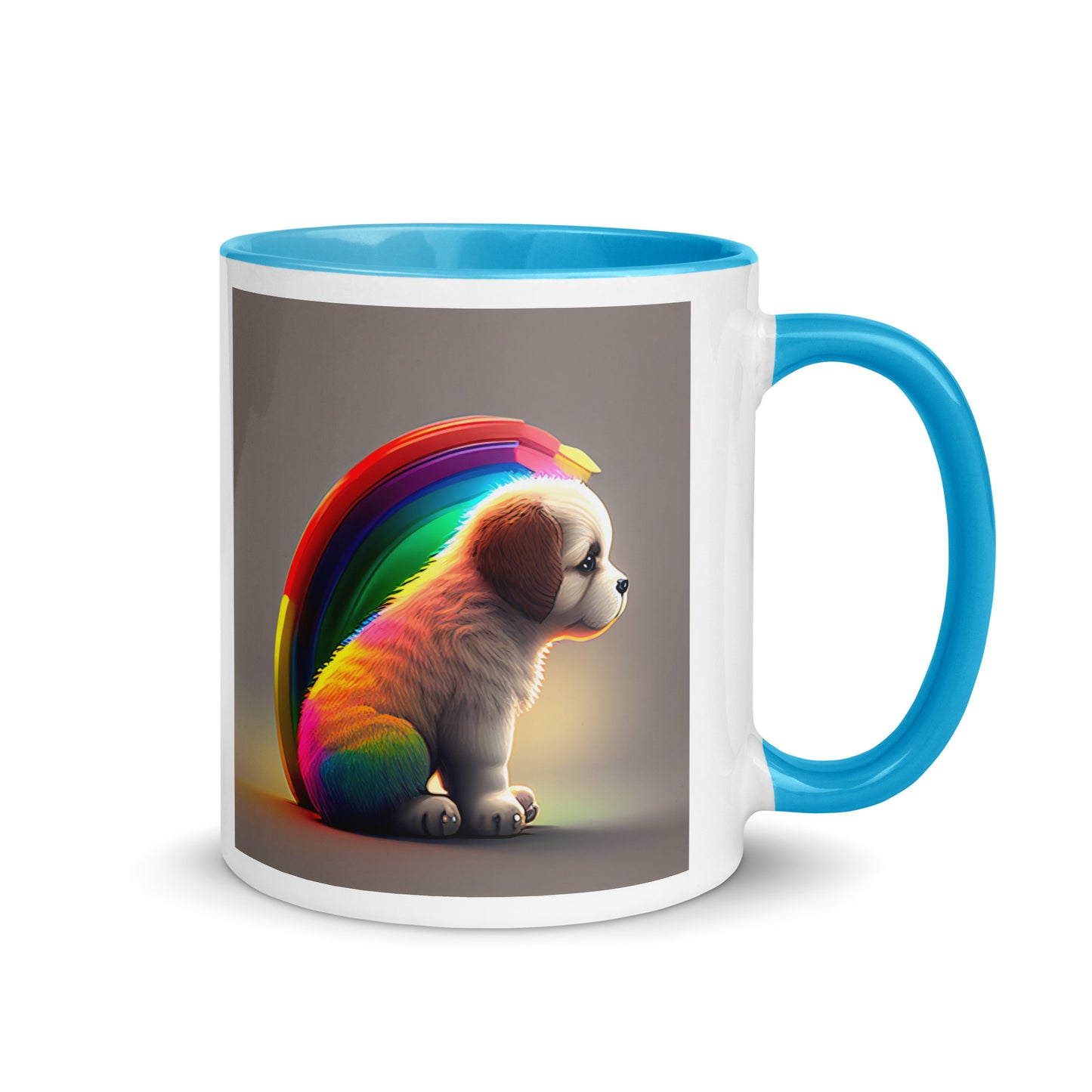 Rainbow Puppy Mug with Color Inside || Dyke Clothing Co.